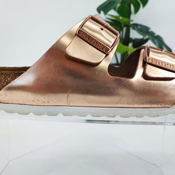 Birkenstock Women's Arizona Metallic Copper Leather Sandals Size 8.5 - Picture 8 of 10